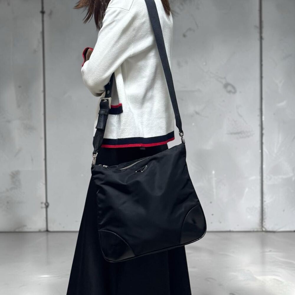 PRADA triangular Tessuto shoulder bag crossbody black